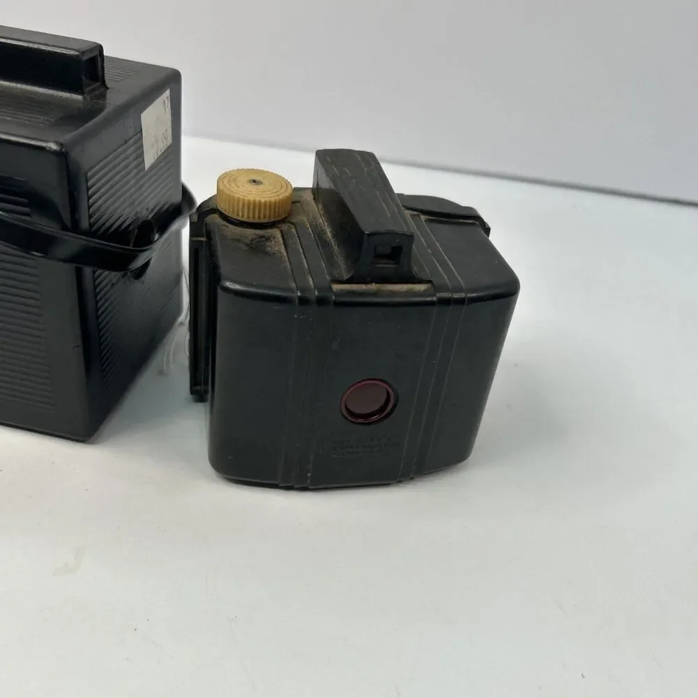 Vintage Art Deco Box Camera Lot Herco Imperial 620 & Antique Falcon Miniature